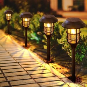 LETMY 8-Pack Waterproof Solar Outdoor Pathway Landscape Lights with Auto On/Off